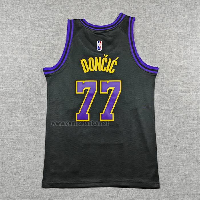 Camiseta Nino Los Angeles Lakers Luka Doncic NO 77 Ciudad 2025-26 Negro